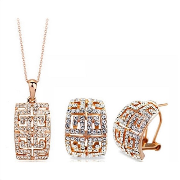 Crystal necklace pendant & matching earrings - Picture 3 of 8